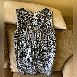 Navy Blue and White Dressy Top